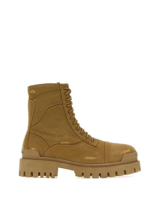 Balenciaga Brown Combat Strike Ankle Boots for men