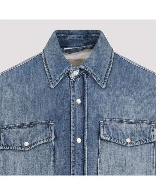 McQueen Blue Quilted Denim Shirt for men