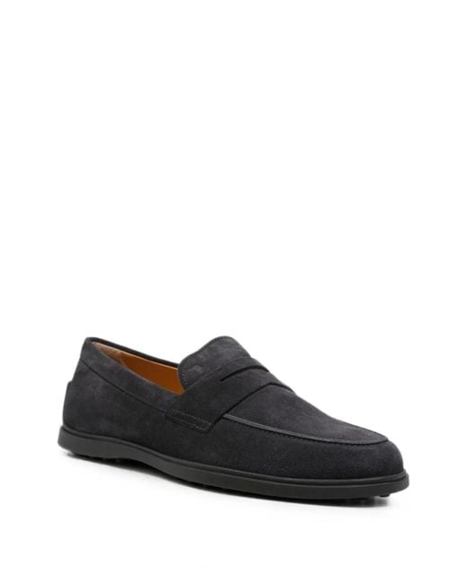 Tod's Black Suede Leather Loafers for men