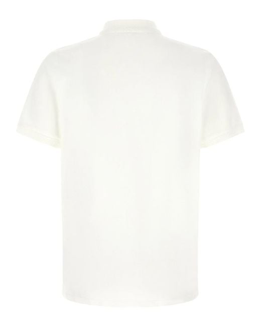 Moncler White Logo Patch Polo Shirt for men
