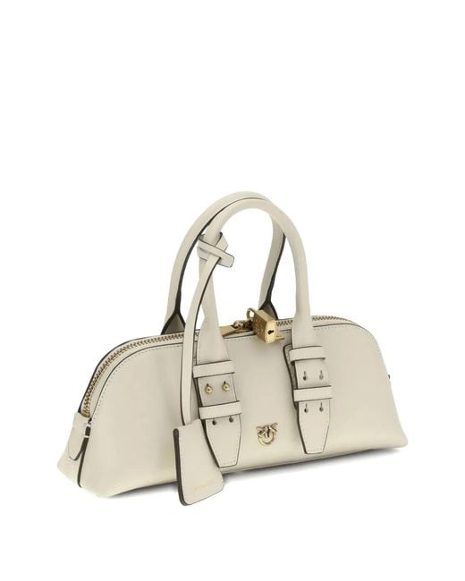 Pinko Natural Leather Bowling Bag Horizontal