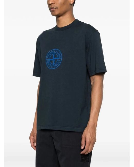 Stone Island Blue Ss Cotton T-Shirt for men