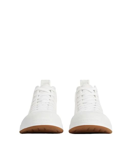 Bottega Veneta White Vulcan Canvas High-Top Sneakers