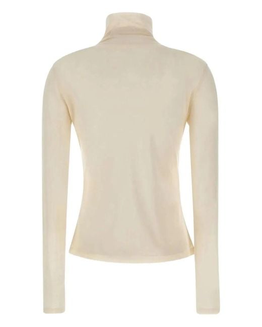 Boss White High-Neck Sweater With Long Sleeves