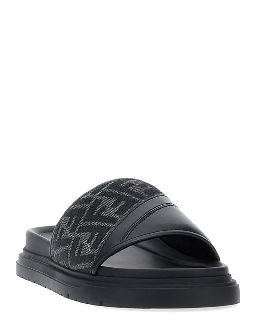 Fendi Black Diagonal' Sandals for men