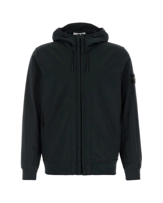 Stone Island Black Biker Jacket for men