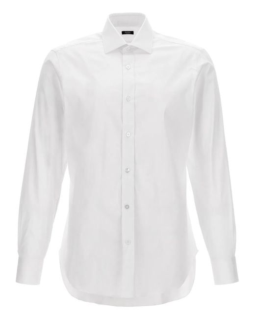 Barba Napoli White Poplin Shirt for men