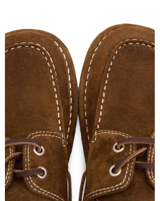 AMI Brown Suede Lace-Up Boat Shoes for men