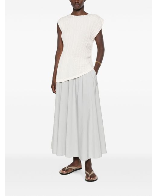 Herno White Drawstring Flared Maxi Skirt