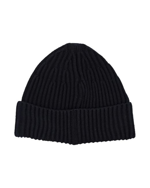 Stone Island Blue Wool Beanie With Compass Patch for men