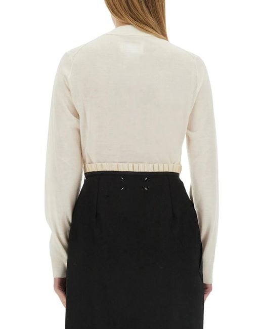 Maison Margiela White Solid Mock Collar Sweater