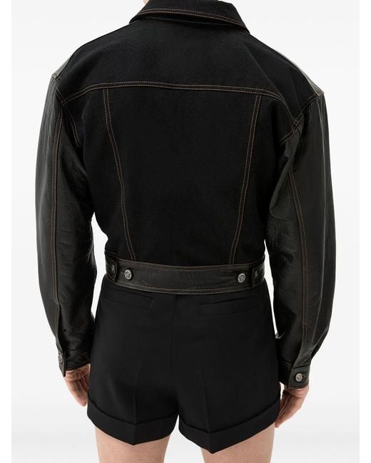 Versace Black Contrast-Panel Button-Up Jacket for men