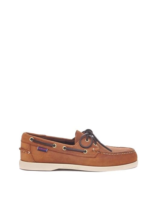 Sebago Brown Classic Leather Boat Shoe for men