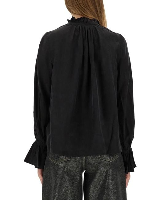 Ganni Black Cupro Viscose Shirts