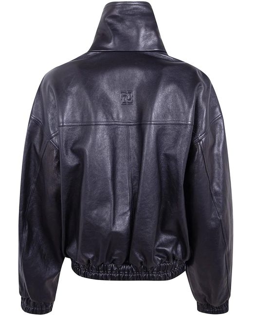 Magda Butrym Black Leather Aviator Jacket