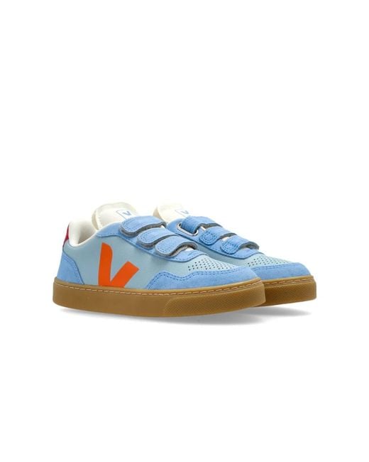 Veja Blue "V-90" Logo Sneaker