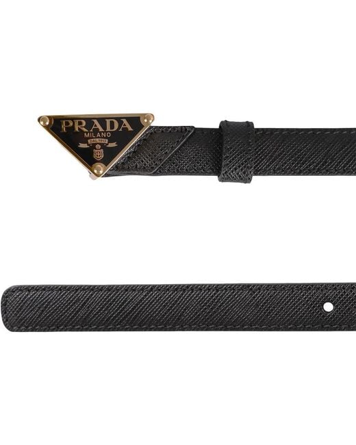 Prada Black Metal Buckle Saffiano Leather Belt