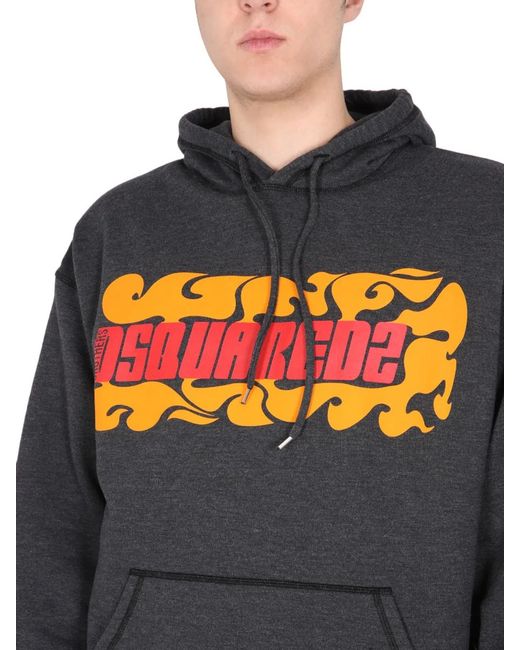 DSquared² Gray Logo Printed Sweatshirt for men