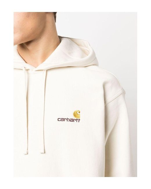 Carhartt White Logo Cotton Hoodie for men
