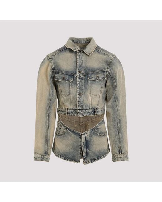 Egonlab Gray Cutout Denim Jacket for men