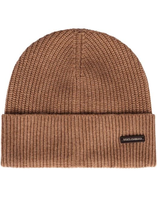 Dolce & Gabbana Brown Dolce & Gabbana Ribbed Knit Beanie for men