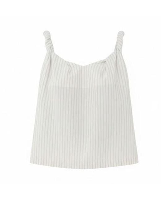 ELEH White Striped Round Neck Top