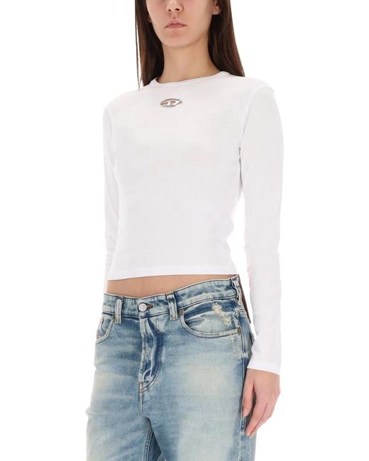 DIESEL White Tshirt Tuncutielonglsod