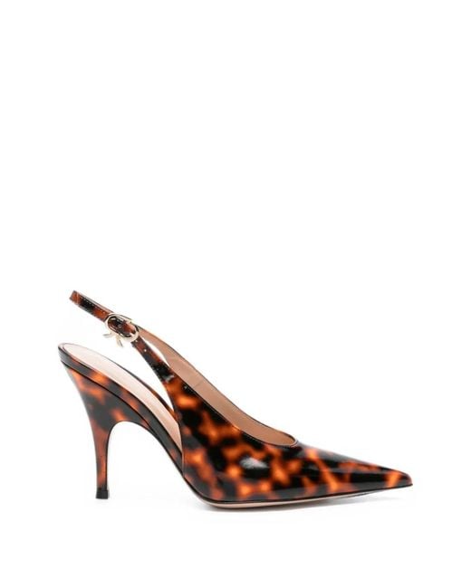 Gianvito Rossi Brown Sofia Leather Slingback Pumps