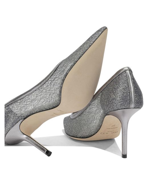 Jimmy Choo Gray Textile Lamb Leather Calf Leather Pumps