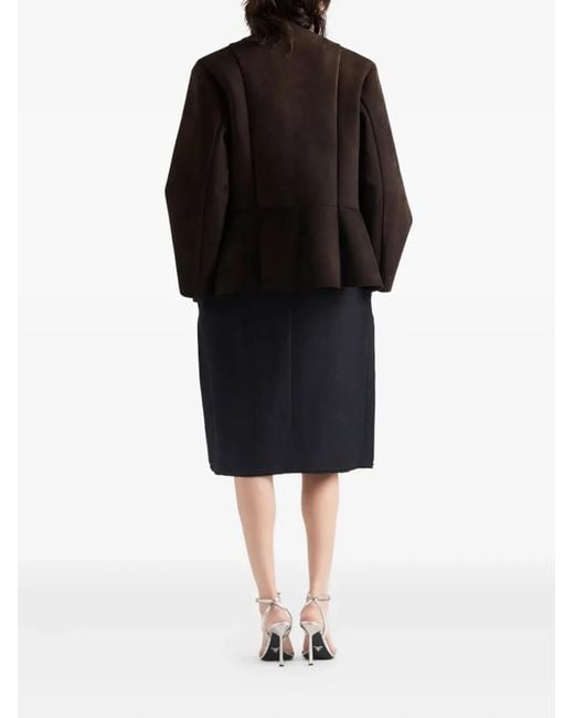 Prada Blue Chevron Wool Midi Skirt