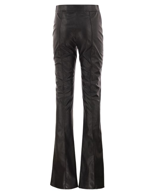Elisabetta Franchi Black Faux Leather-Effect Flared Trousers