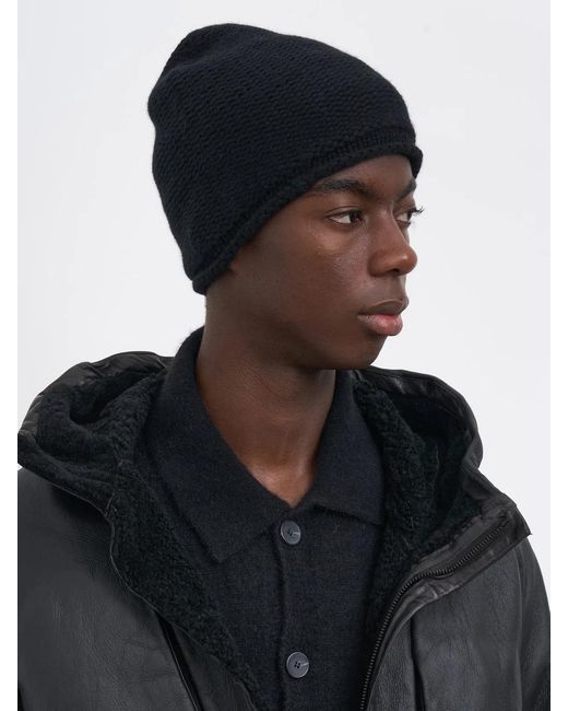 DEVOA Black Cashmere Beanie for men