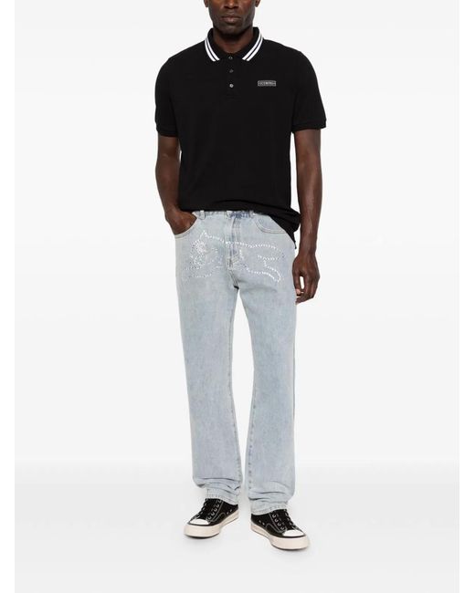 BBCICECREAM Gray Crystal Running Dog Denim Jeans for men