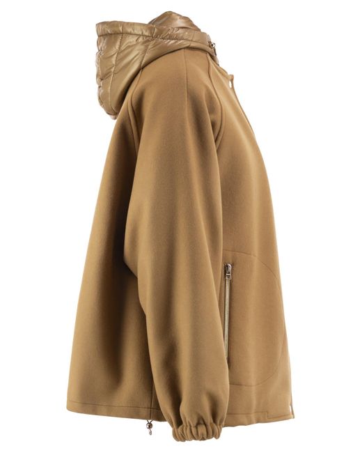Herno Brown Virgin Wool Jacket With Removable Bib
