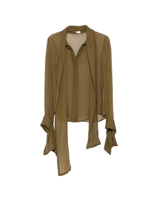 Saint Laurent Green Long-Sleeves Blouse