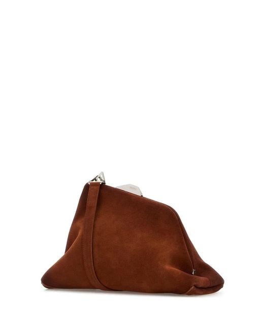 The Attico Brown Suede Day Off Clutch Mini