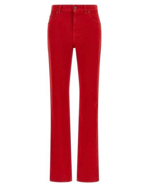 Chloé Red Garment-Dyed Denim Jeans