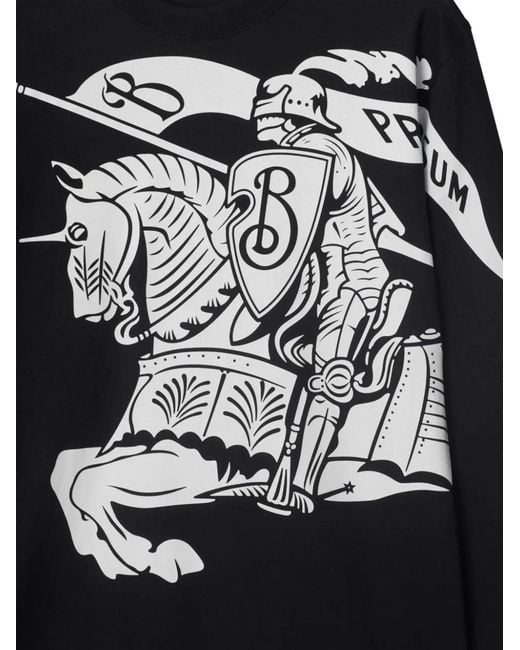 Burberry Black Ekd Print Cotton Sweatshirt for men