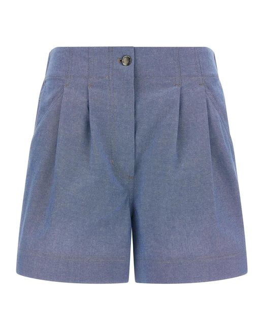 Moncler Blue Chambray Cotton Shorts