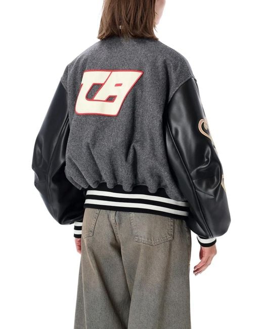 The Attico Gray Varsity Bomber Jacket