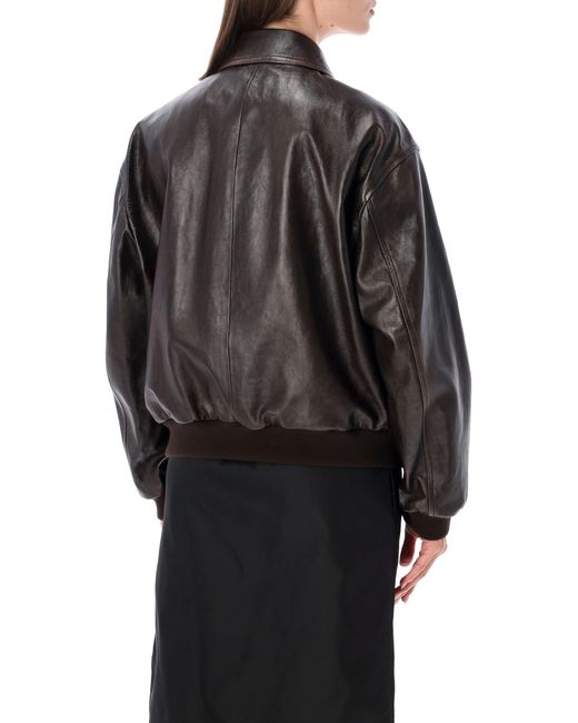 Prada Black Lambskin Leather Bomber