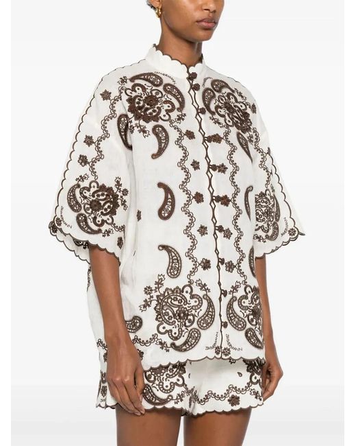 Zimmermann White Ascension Embroidered Shirt
