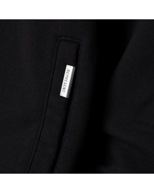 Represent Black Cotton Zip-Up Hoodie for men