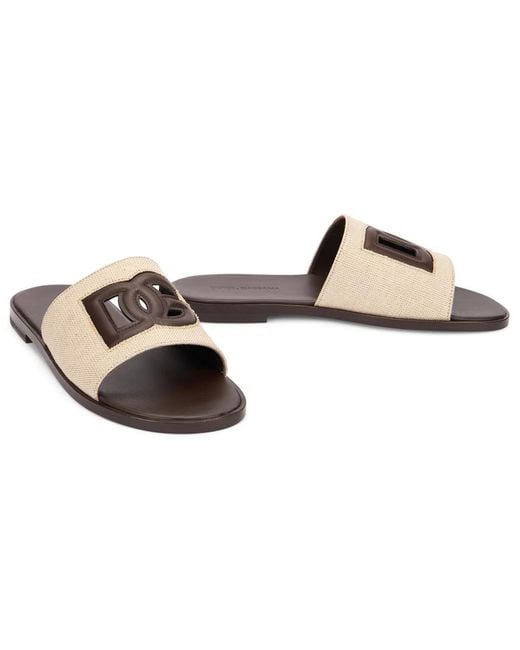 Dolce & Gabbana Multicolor Dolce & Gabbana Canvas Slippers With Logo for men