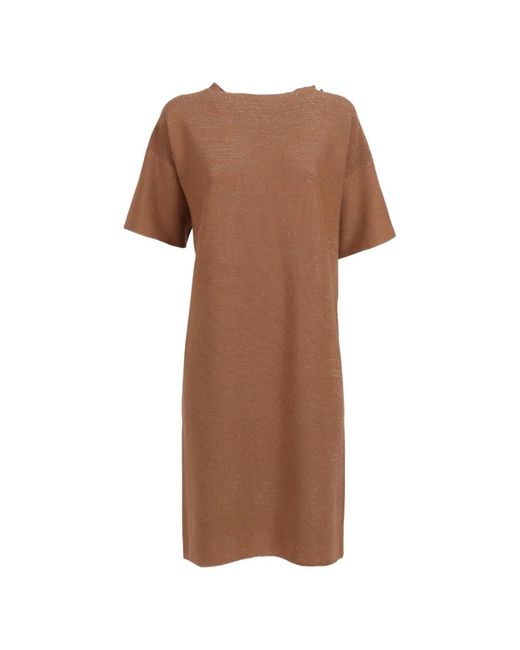 Fabiana Filippi Brown Virgin Wool Cotton Viscose Polyester Dress