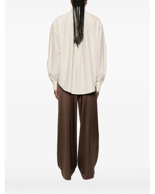 Brunello Cucinelli White Shirt With Floral Embroidery And Sequins
