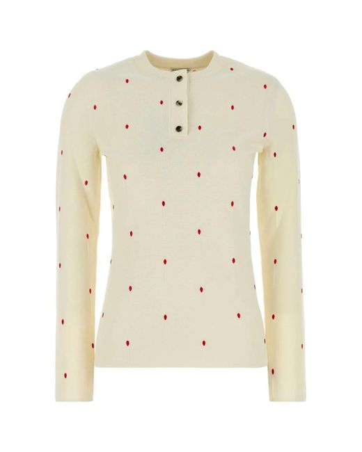 Bottega Veneta Natural Embroidered Cotton Blend Sweater