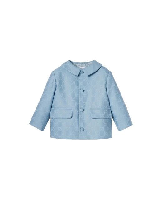 Gucci Blue Jacket Embroidered "Gg" Logo