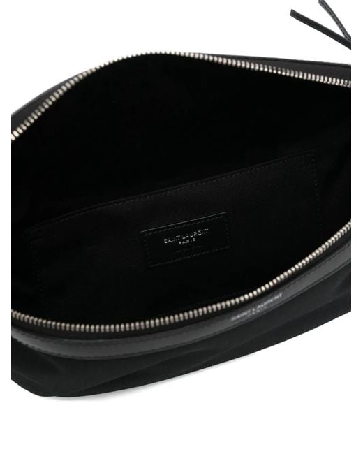 Saint Laurent Black Leather-Trimmed Zip Belt Bag for men