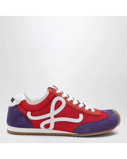 Loewe Red Ballet Runner 2.0 Suede And Mesh Sneakers
